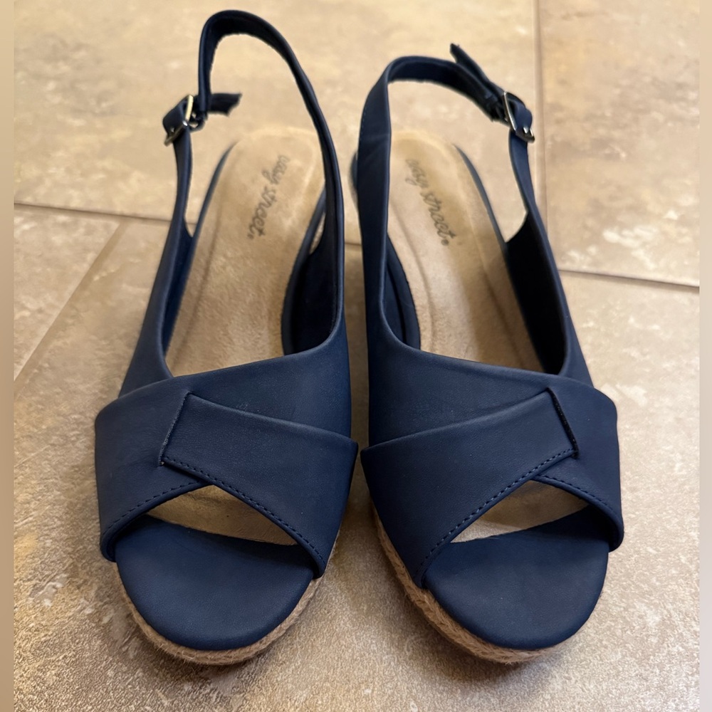 Easy Street Devlin Espadrille Wedge Sandal Size 8 in Blue - Picture 7 of 11